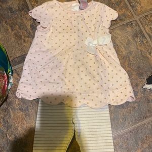 Tahari Baby 2 piece baby girl polka dot tunic and legging outfit 12 months